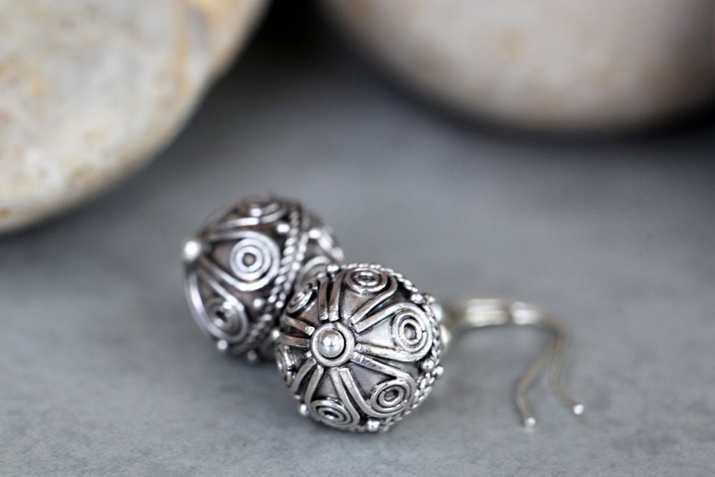 Queen for a Day - Ornate Balinese Silver Earrings