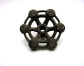 Vintage Faucet Handle POWELL Metal Industrial Drawer Pull Rustic Cast Iron Knob