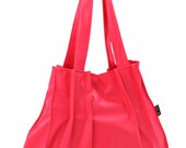 Hot Neon PINK SHOULDER BAG, Laptop 15 bag, Vegan feminine purse, Large size bag, everyday student bag - pleats