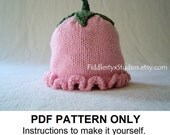 KNITTING PATTERN - Baby Girl Hat Knitting Pattern PDF - Pink Easter Bonnet (Newborn Infant Toddler Child sizes) Children Spring Hat Pattern