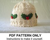 KNITTING PATTERN - Baby Hat Knitting Pattern PDF - Girl's Christmas Cloche (Newborn, Infant, Toddler, Child sizes) Children Holiday Pattern