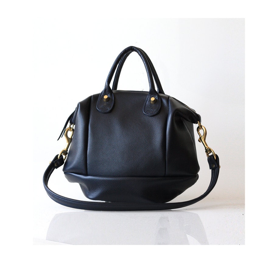 Soft Leather bag - Opelle Vanda Mini in Black pebbled leather NEW ss2013 in Mariner
