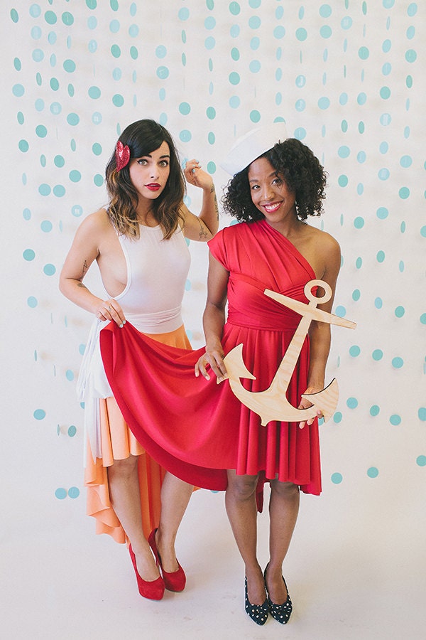 Sailor's Delight Red Octopus Convertible Wrap Dress-