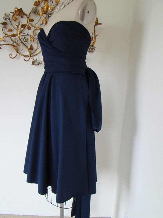Ready to Ship- Last of Fabric-Nautilus Navy Blue Octopus Convertible Wrap Dress