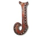 Decorative Wall Letter J faux finish copper distressed metal letter made to order alphabet letters and symbols 10 inch