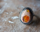 Mexican Fire Opal Sterling Silver Cocktail Ring... Fire And Light...
