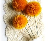 Marigold Yarn Pom Pom Flower Trio