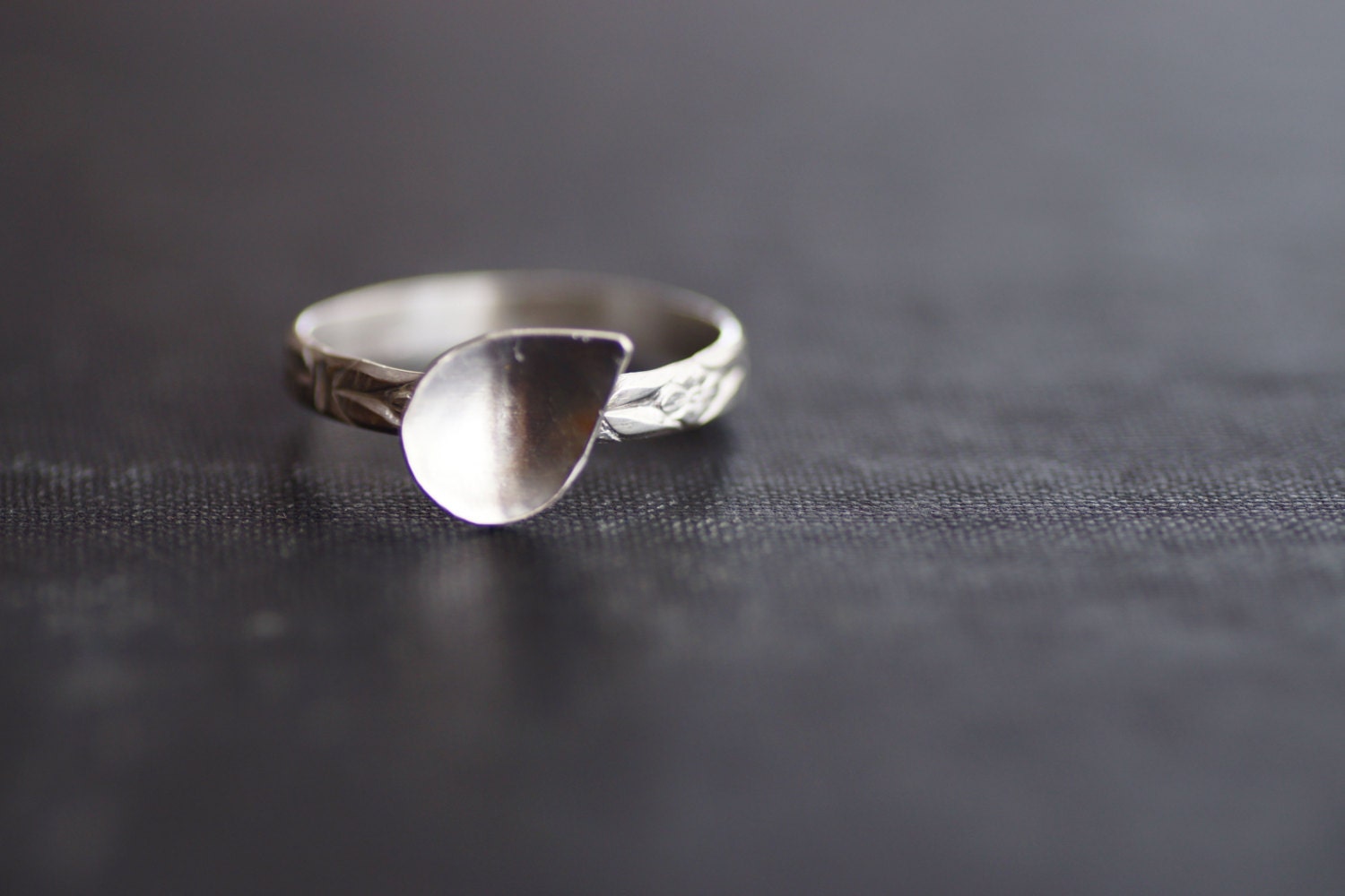 Teardrop on Flower Band - Sterling Silver - Made to Order