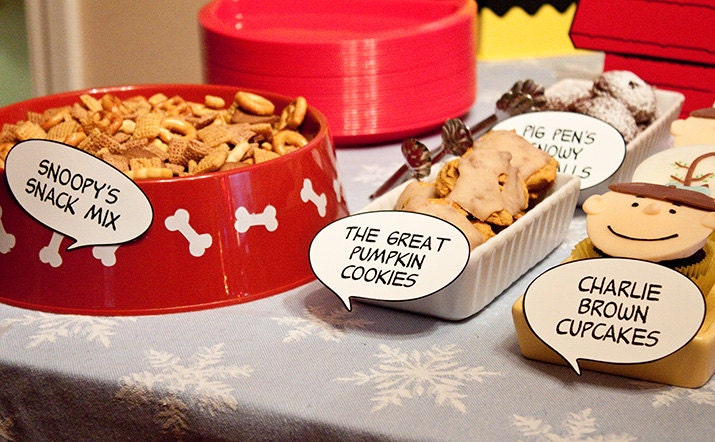 CHARLIE BROWN Inspired Word Bubbles - DIY Printable Food Tents and Party Labels Il_570xn