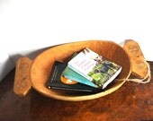 Vintage Handmade Carved Wooden Bread Kneading Bowl, Basket, Box