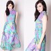 60s Aqua Turquoise Floral Neon Psychedelic Long Pant Romper One Piece With Chiffon Bustle / 60s Mod Romper / 2287