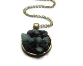 Emerald necklace, May birthstone necklace, rough emerald necklace, emerald green gemstone necklace