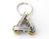 recycled pop top keychain - triangle, brass chainmaille