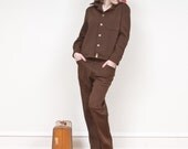 Vintage 1970s Givenchy Leisure Suit in Brown w/Logo Texture, for Gentleman but Why Not Unisex