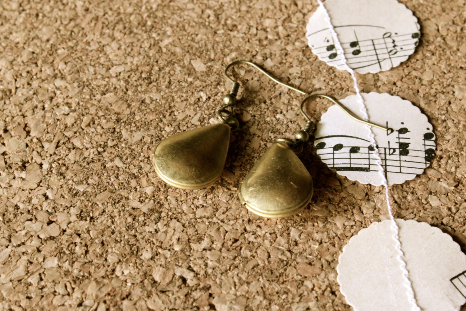 Pretty Bronze Teardrop Locket Dangle Earrings