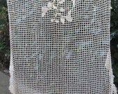 Ecru Crochet Lace Panel, French Crochet Lace Window Curtain