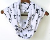 Anchor Scarf, Nautical, Soft Jersey Knit Scarf