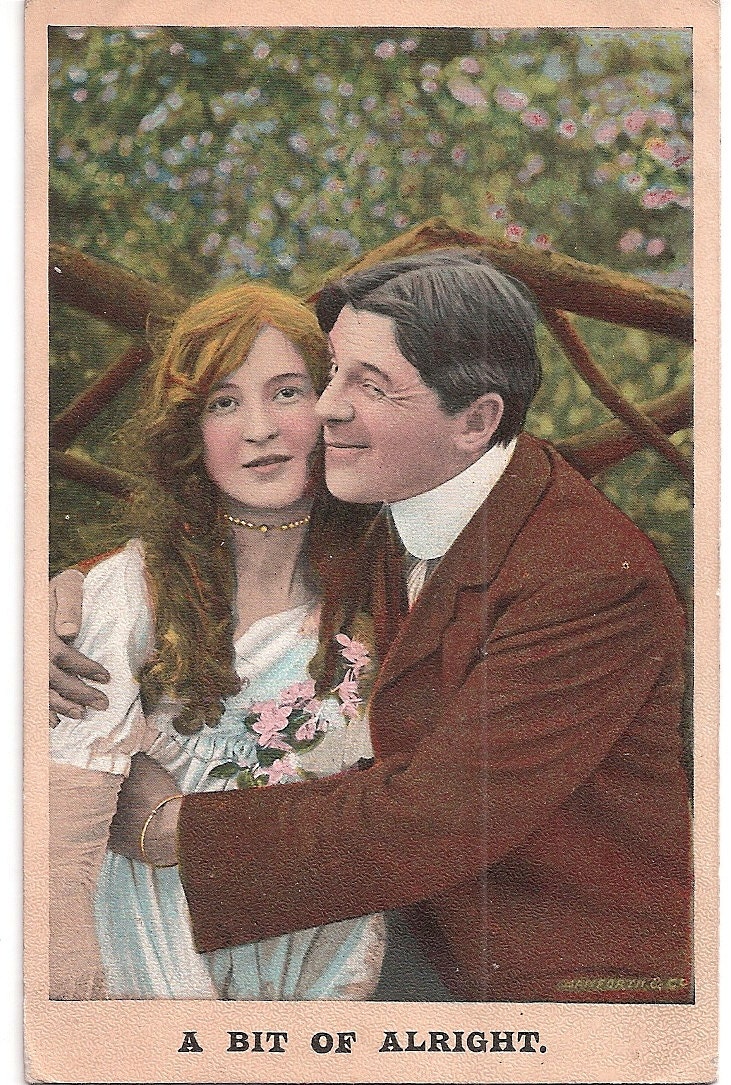A Bit of Alright Romantic Couple Antique Postcard 1908 Postmark from Pennsylvania Valentine Treasure Gift