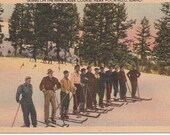 Skiing near Pocatello Idaho on the Mink Creek Course Vintage Linen Postcard Postmarked 1947 Cross Country Ski Course