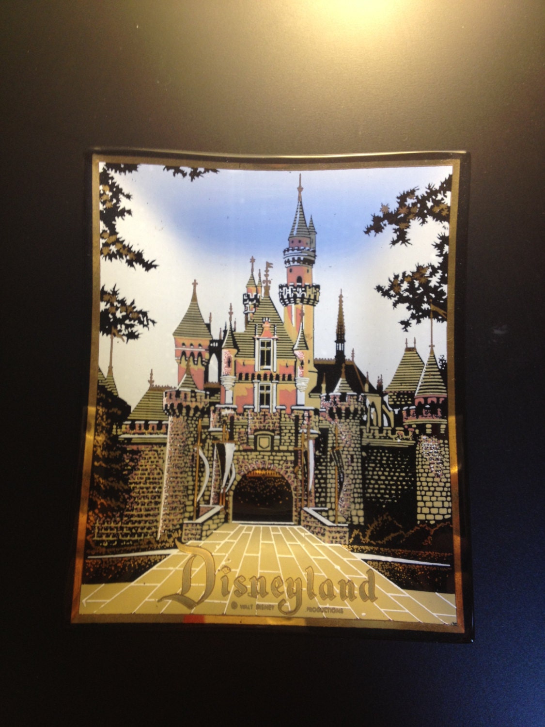 Vintage Houze Art Disneyland Souvenir Glass Dish