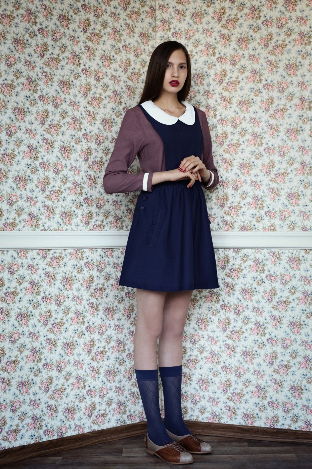 Women shirt, Blouse button back, Long sleeve shirt, Cotton blouse, Purple top, Cotton top, Winter top, Elegant shirt, ON SALE