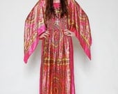 70s Scarf maxi dress with huge angel sleeves