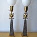 Mid Century Pair of Ball and Obelisk Lamps