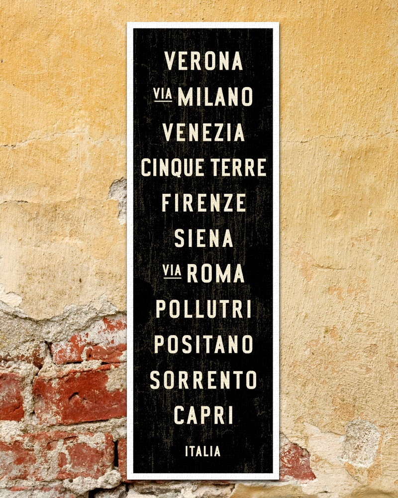 SMALL Italy Transit Scroll Poster Art. Typography Print. Canvas Bus Scrolls. 12 x 36