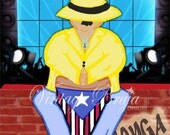 8 x 10 "conga player" print -ready to frame with mat