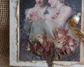 Sisters Victorian Inspired Jewelry Hanger/Display Mixed Media Collage Shabby Decor Vintage Findings