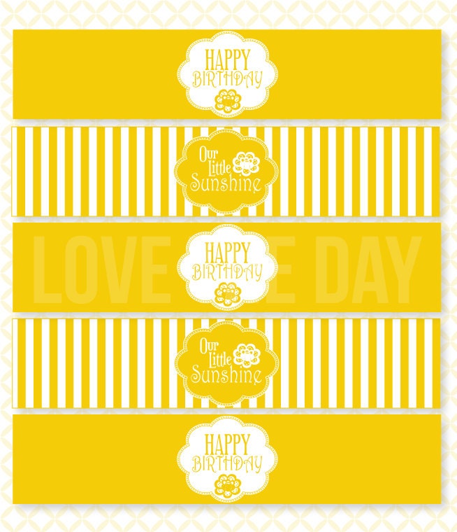 Yellow Sunshine Party PRINTABLE Drink Labels (INSTANT DOWNLOAD) by Love The Day Il_570xn