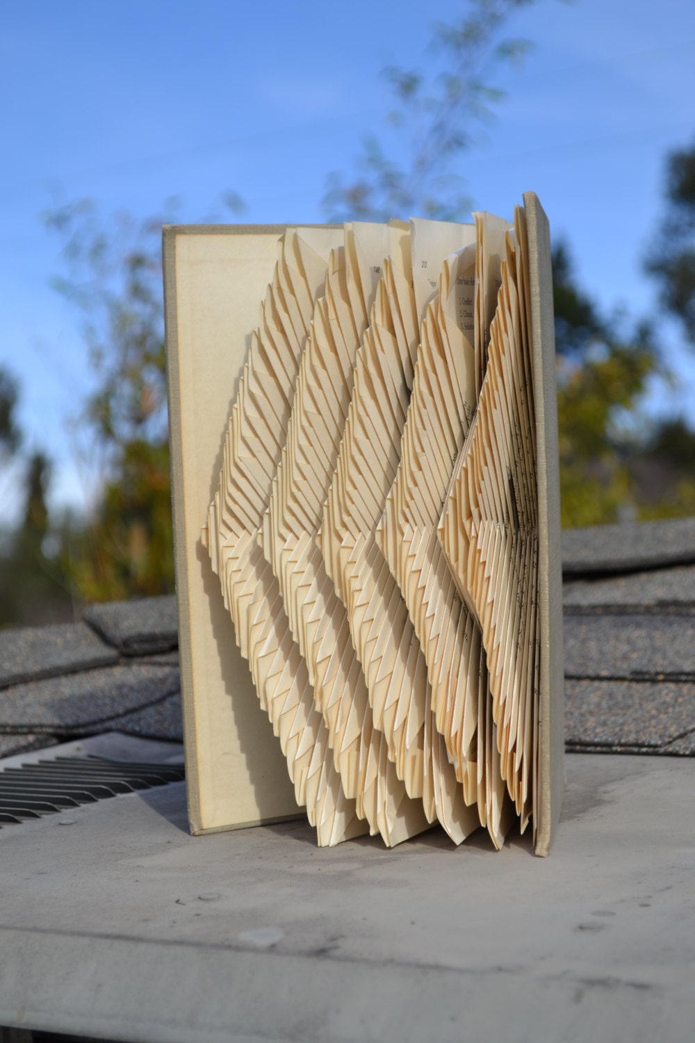 Sound Waves - Radio English - Folded Book Art - Recycled, Repurposed, Reclaimed