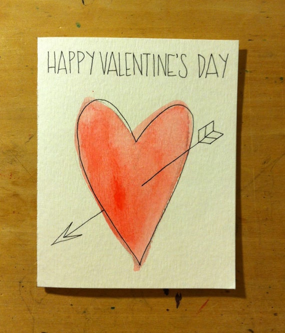 Valentine's Day Arrow and Heart Handmade Card