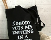 Bag - Knitting Project Bag -  Black knitters bag