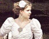 Bridal Rhinestone statement necklace - Vintage crystal pendant with Chandelier earrings