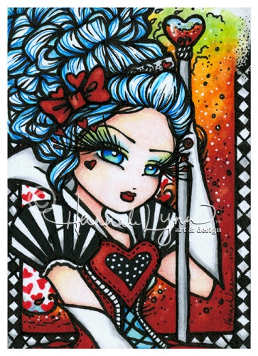 ACEO Queen of Hearts Fairy Fantasy Alice in Wonderland Art Card Atc Open Edition