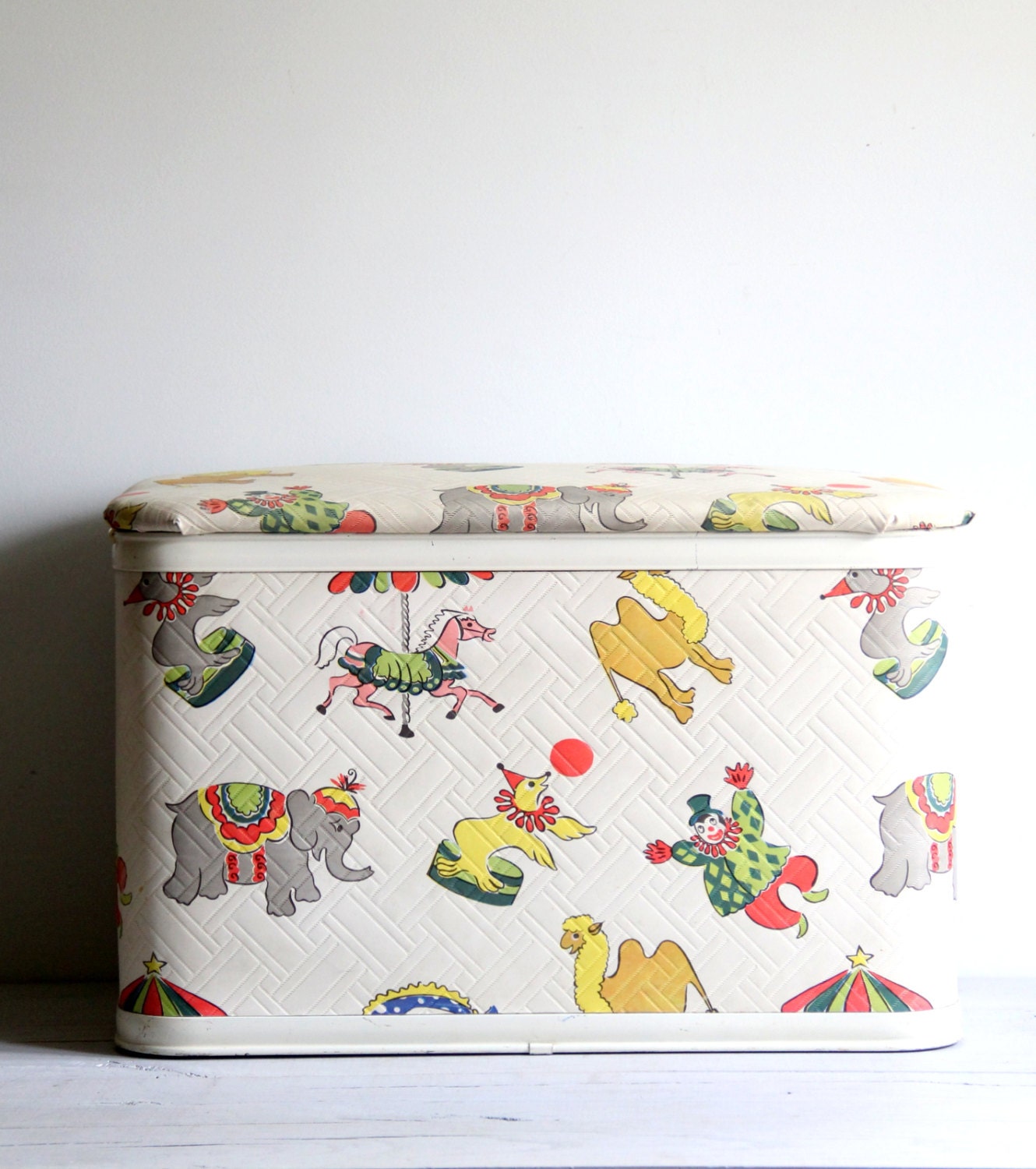 vintage mid century circus toy chest