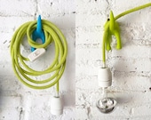 Textile cable lamp with switch and plug - green