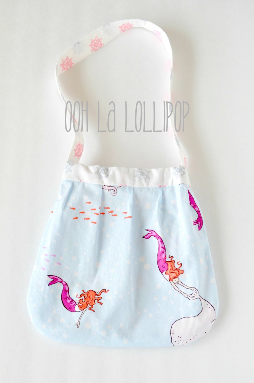 Girl on the Go Bag, in Mermaid - Out to Sea fabric by Sarah Jane