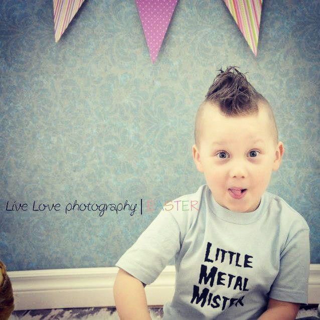 12 month blue baby toddler tee Punk rocker / heavy metal / alternative infant boy Short sleeve t shirt Little Metal Mister original clothes