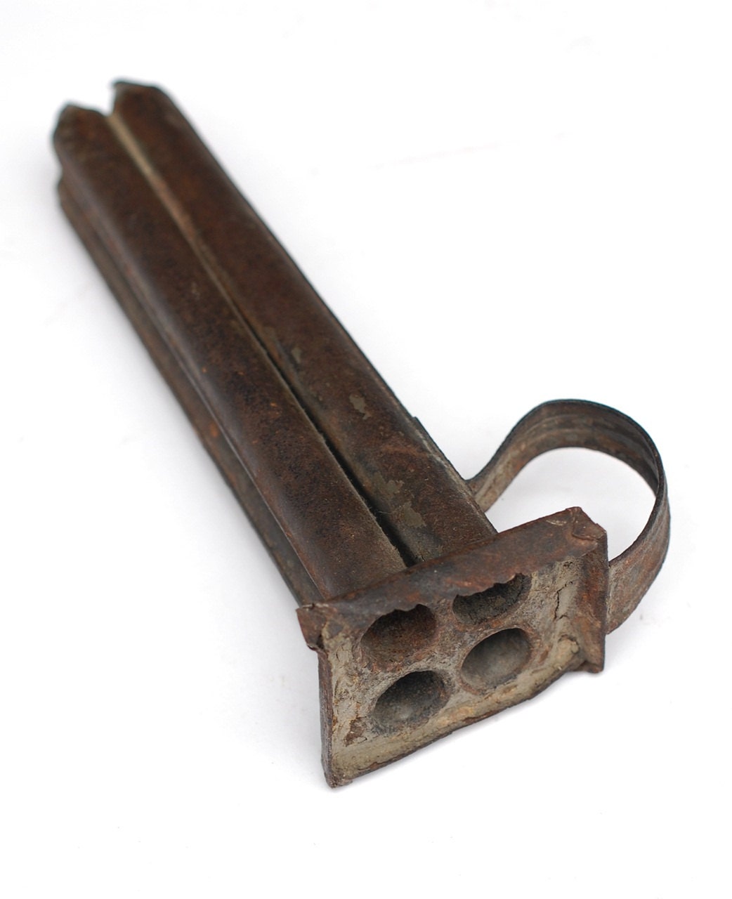 Antique Tin Candle Mold with 4 Chambers and Hanging Hook