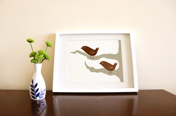 Birdies - 4x6 Bird Art Illustration Print