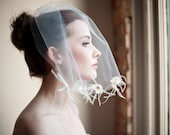 Bridal Veil, Blusher Veil, Silk Flowers, Short Veil, Embellished, Bridgitte