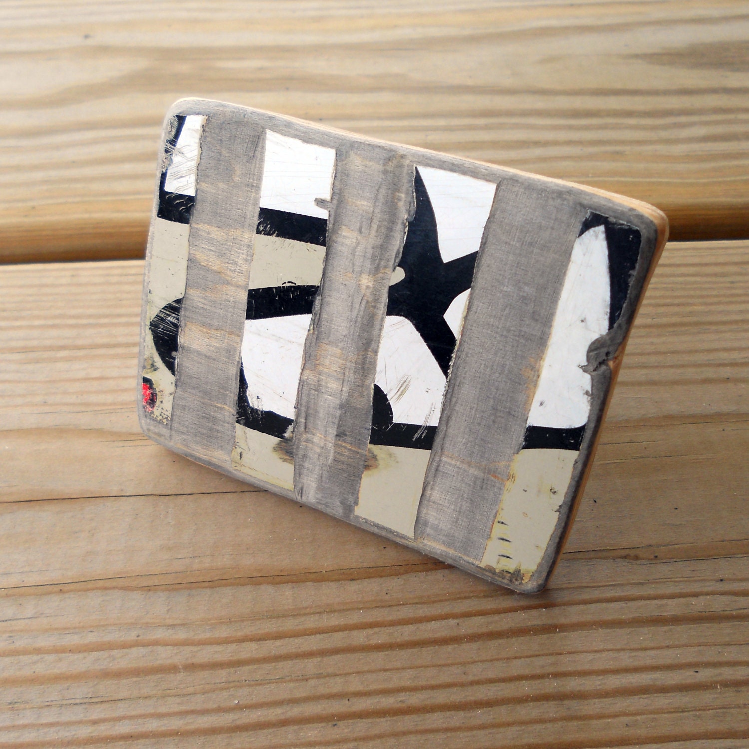 Striped Wooden Belt Buckle Made From a Recycled Skateboard Deck - Accessories by Take Two Skate Shop