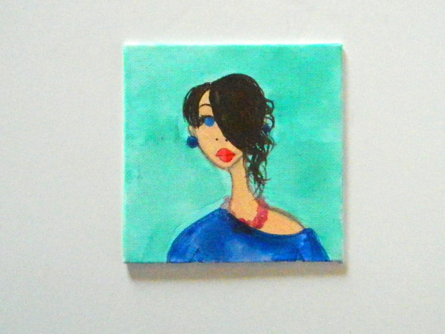 Mini art portrait, Modern painting, fashion art portrait, mini art easel