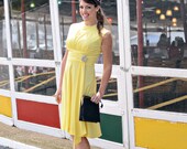 sunny days are coming dress 60s yellow party dress prom dress formal dressy fancy with high neck in medium large short sleeveless
