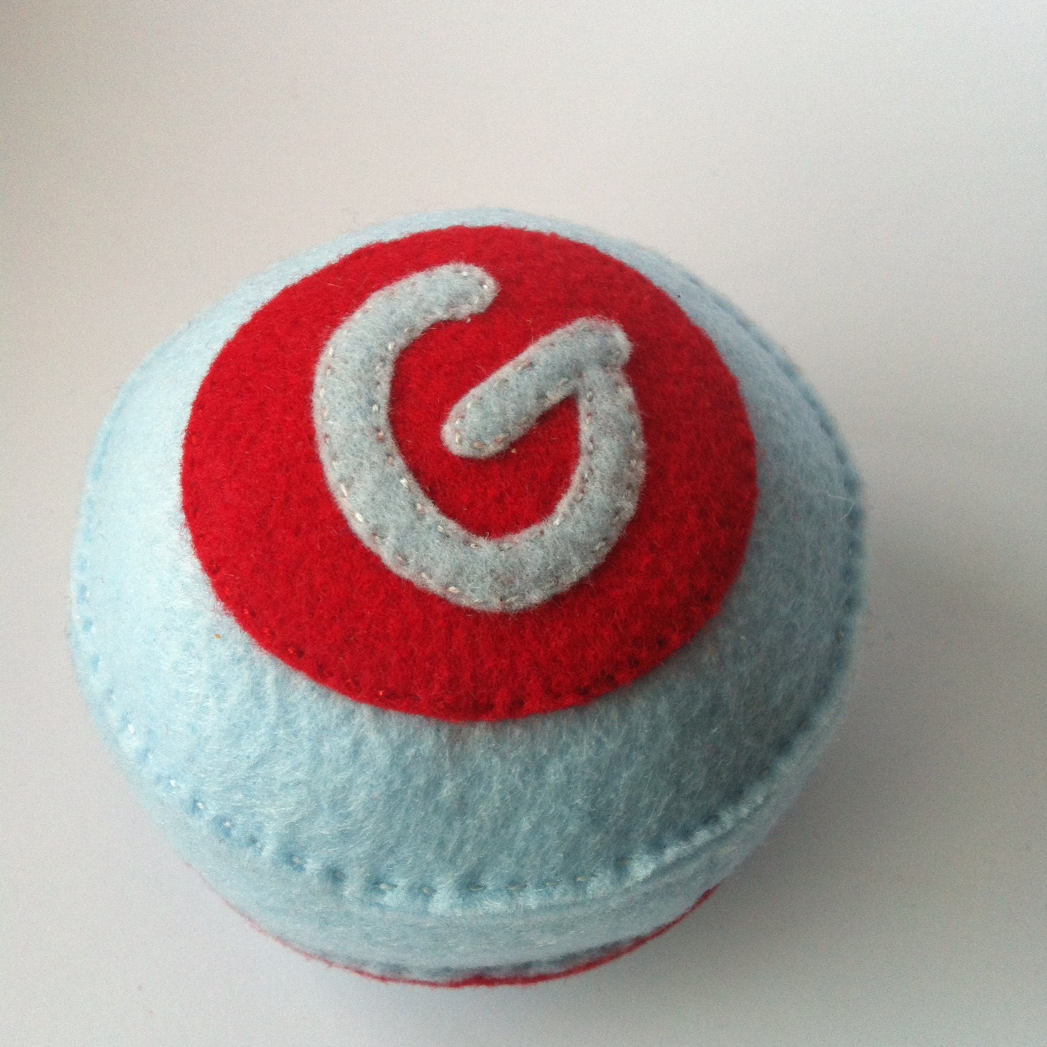 SALE - Initial G  recycled felt hand sewn pin cushion