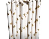 Star Gold Metallic Party Paper Straws - Cake Pop Sticks - Pixie Sticks - Qty 25 Il_170x135