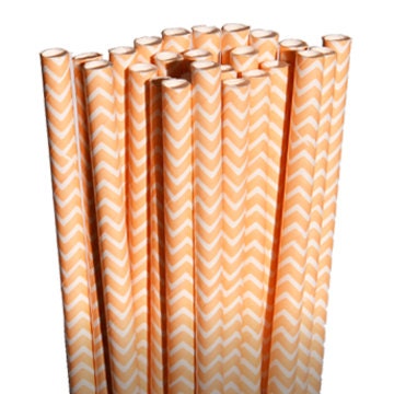 Chevron Zigzag Peach Party Paper Straws - Cake Pop Sticks - Pixie Sticks - Qty 25 Il_170x135