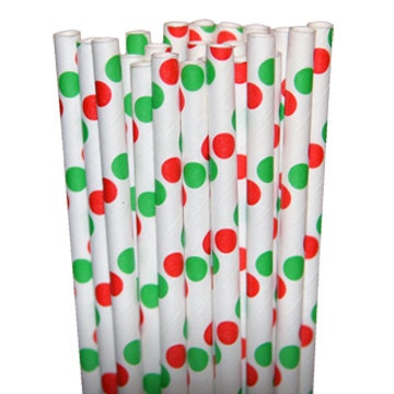 Dot Red/Green Party Paper Straws - Cake Pop Sticks - Pixie Sticks - Qty 25 Il_570xn